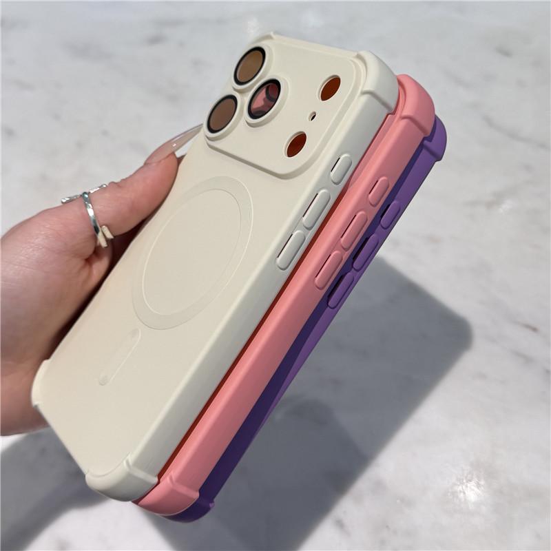 Liquid Silicone Phone Case For iPhone 17 Air 16 15 14 13 12 Pro Max Plus Magsafe Magnetic Wireless Charge Soft Cover Capa