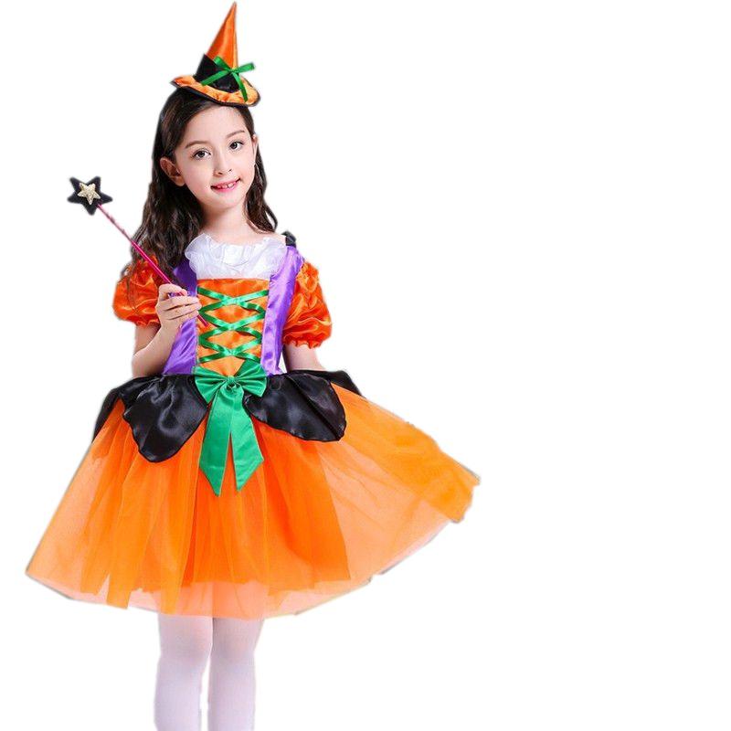 Children Cosplay Halloween Witch Costume Teens Baby Girl Gown Dress Infant