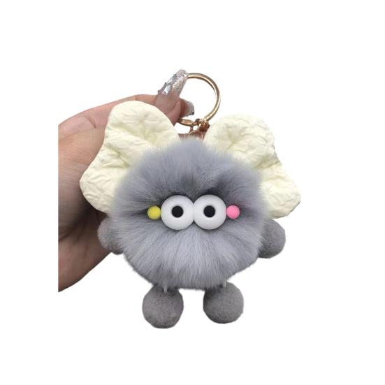 Keychain Plush Fur Bow Soft Imitation Fur Car Keychain Bags Backpacks Handbags Decorative Accessory