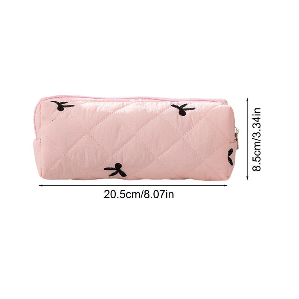 1pcs Large Capacity Bow Pencil Case School Supplies Pencil Pouch Stationery Box Zipper Closure Bag School Desktop Containers