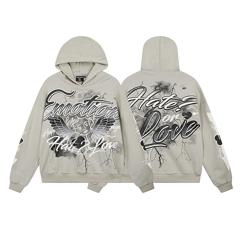 Unisex Rhinestone Zipper Hooded Cardigan & Sweatpants Set with Letter Print.