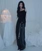 NEWALRIN Newalrin Emblem Nylon Wide Pants Black