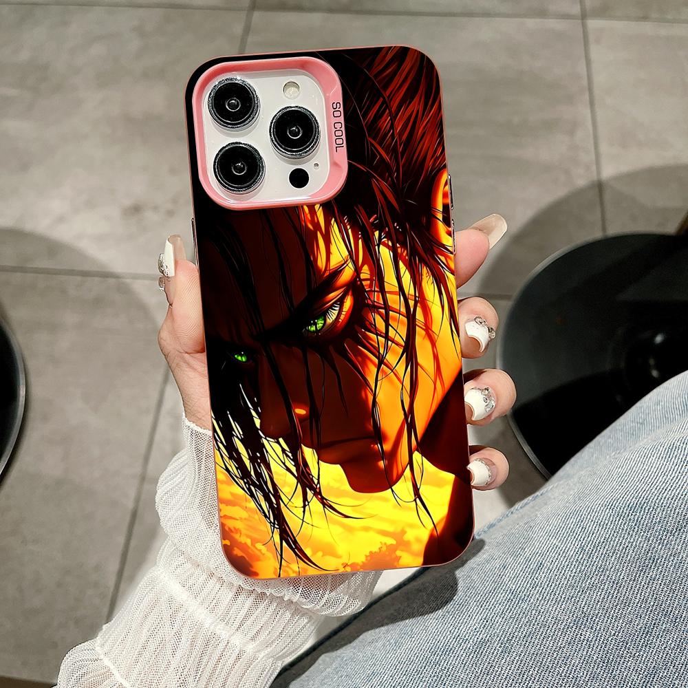 AOT Eren Yeager Pink Translucent Mobile Phone Case for iPhone 17 16 15 14 13 12 11 X XR XS Air Pro Max Plus Colorful Cover