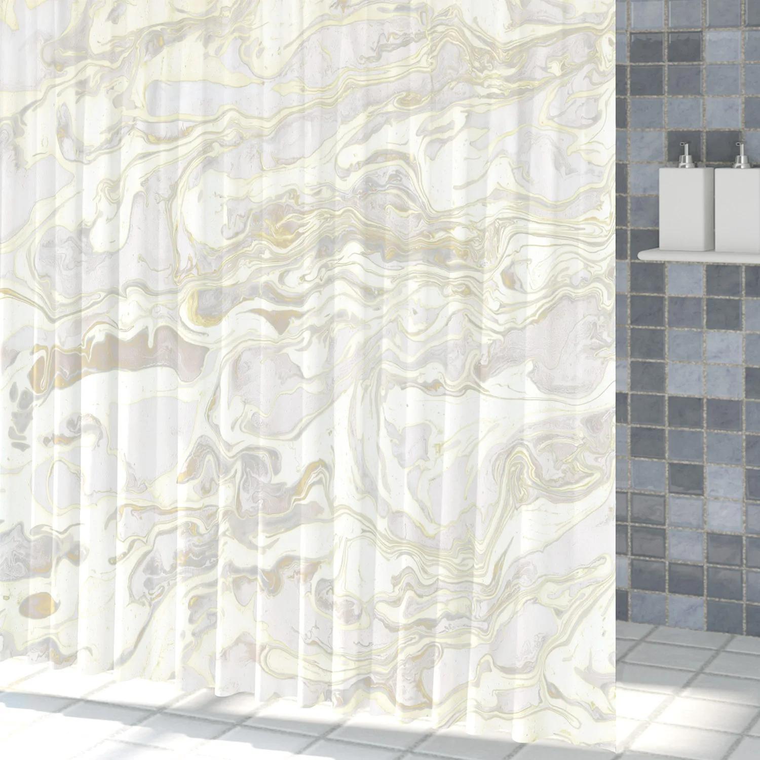 

Marble Pattern Texture Shower Curtains Abstract Gradient Bathroom Waterproof Polyester Bath Curtain Home Decor With Hooks W60H190(CM)-1 Pcs