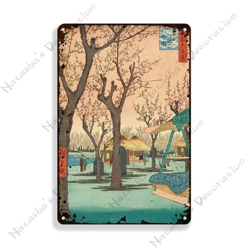 Metal Poster Japanese Ukiyo-e Retro Wall Art Vintage Home Bar Cafe Decor
