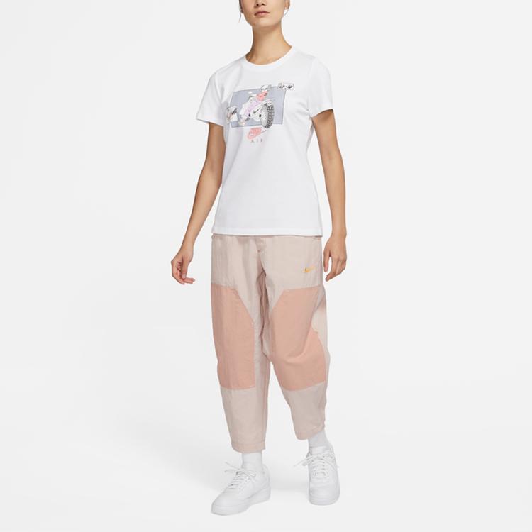 Nike Cartoon Anime Pattern Logo Print Round Neck Short Sleeve T-Shirt Women T-Shirts White DQ3148-100