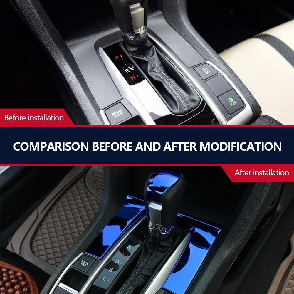 2PCS Car Shift Gear Panel Trim Automatic Transmission Shift Box Cover for Honda Civic 10Th Gen   2018 2017 2016 LHD