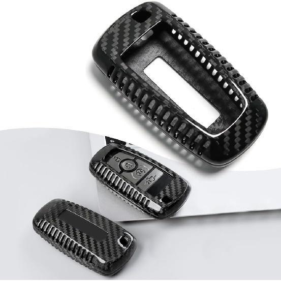 

Jogon Forged Carbon Fiber Remote Smart Key Fob Shell Cover Protector for Ford F-150 Raptor Bronco 2018 2019 2020 2021 2022 2023 2024 (Forged Black Black with vent