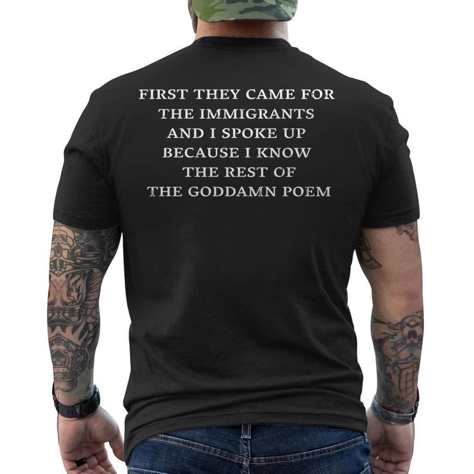 First They Came For The Immigrants And I Spoke Up Shirt, Human Rights ON BACK M