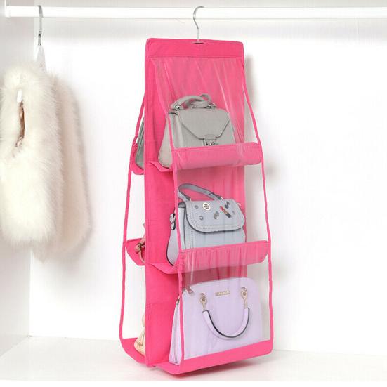 Organization Breathable Practical 3 Layers 6 Pockets Wardrobe Pockets Handbag Storage Bag Hanging Organizer