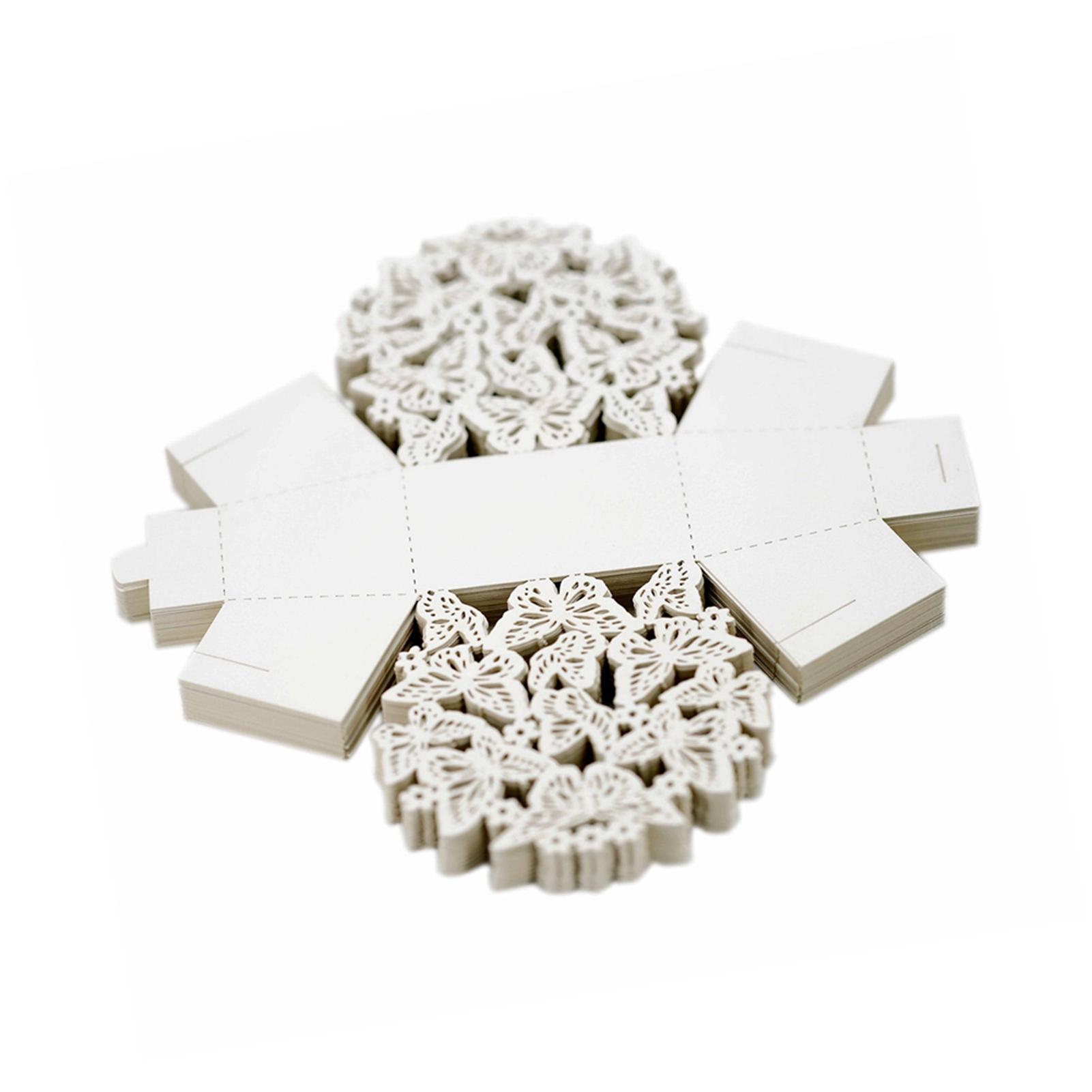 

50 шт. свадебных угощений коробки элегантный полый дизайн простая сборка широко используемые белые подарочные коробки для вечеринки