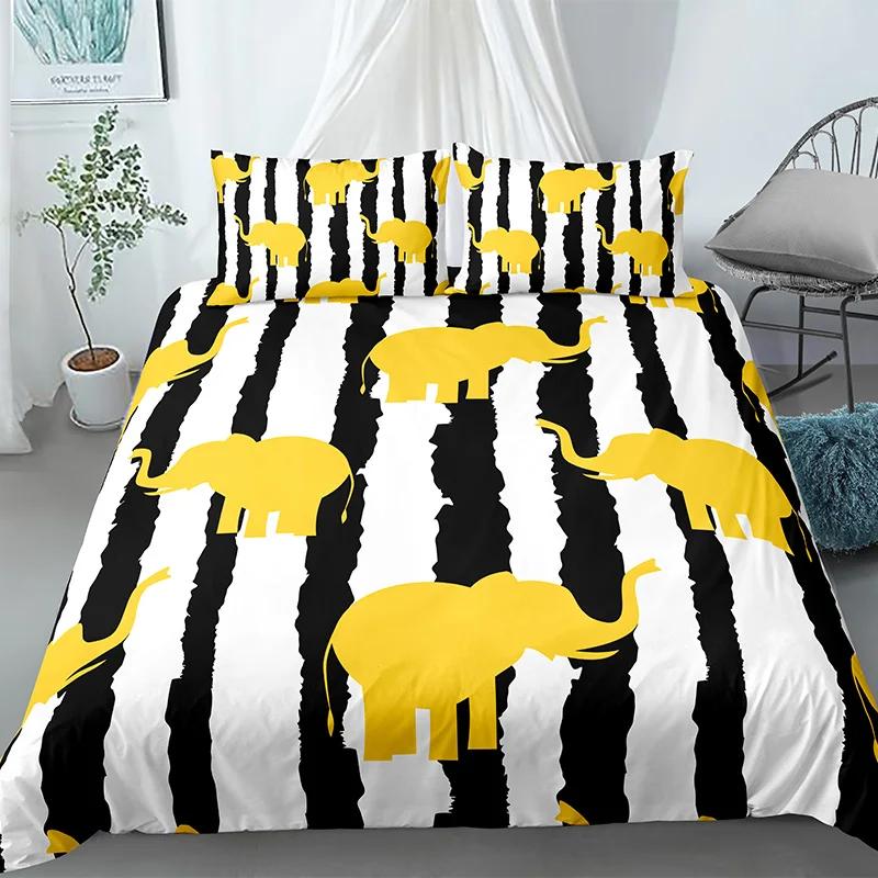Elephant Duvet Cover King Queen Size Lovely Funny Small Elephant Bedding Set For Kids Teens Adults Wild Animal Soft Quilt Cover