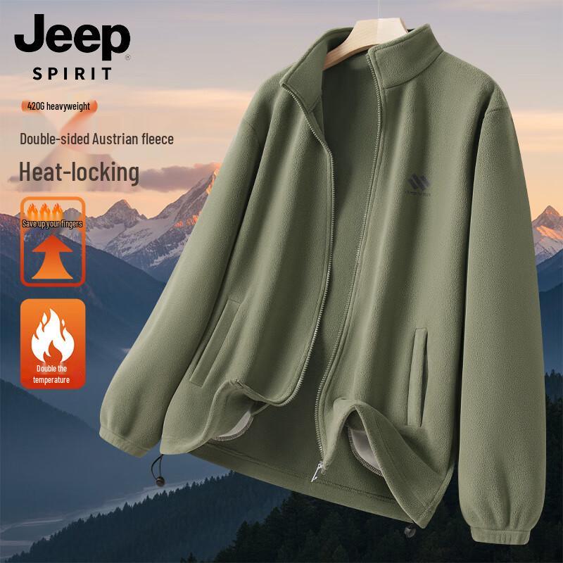 

JEEP SPIRIT Men s Winter Double-Sided Thickened Fleece Jacket M