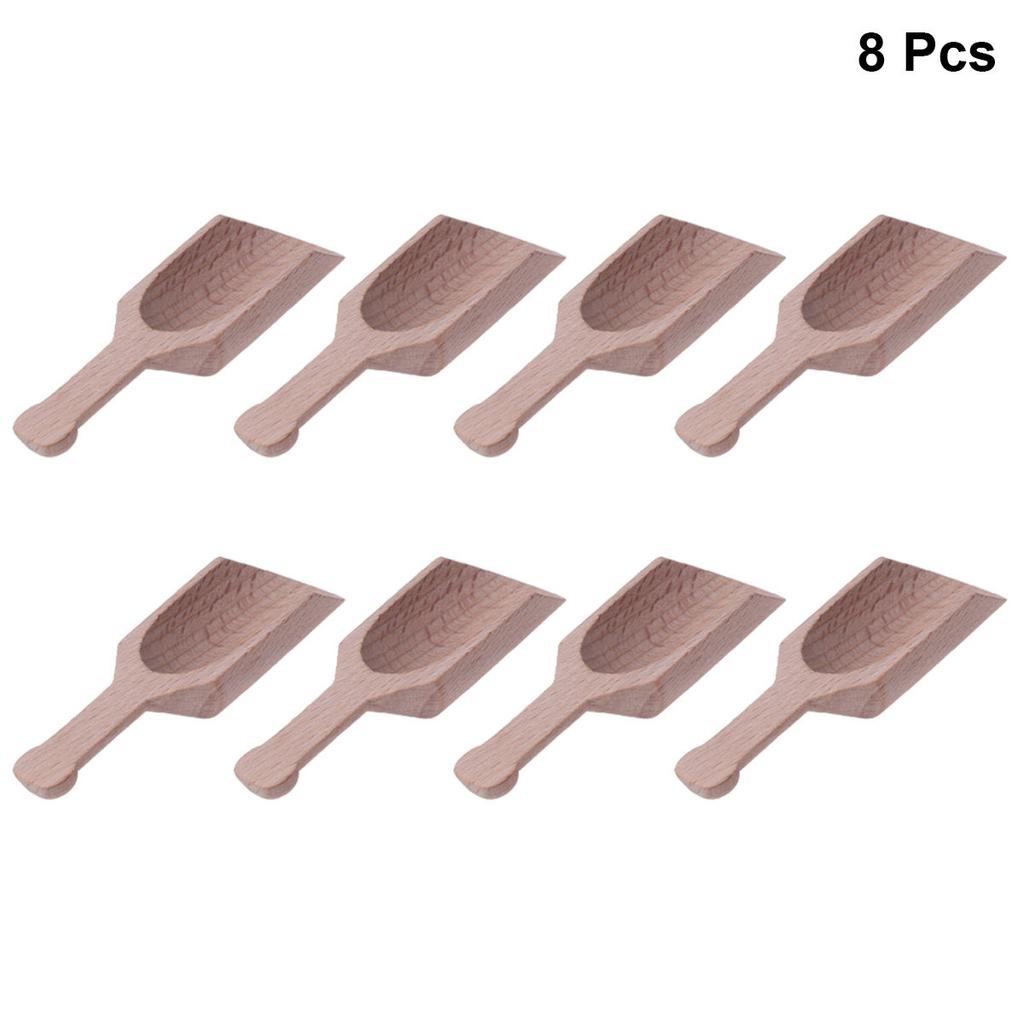 20Pcs Small Wooden Tea Scoop Beech Flat Handle Salt Coffee Flour Sugar Scoop Tea Spoon Shovel Kitchen Bath Teaware Accessories