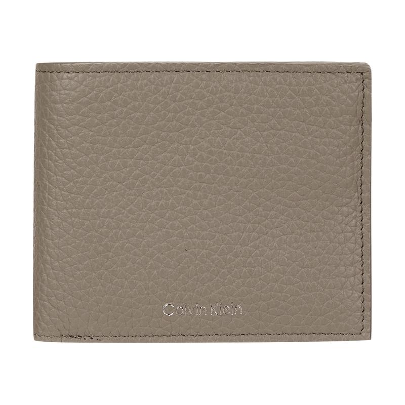 Calvin Klein Brand letter print cowhide wallet men s taupe серый