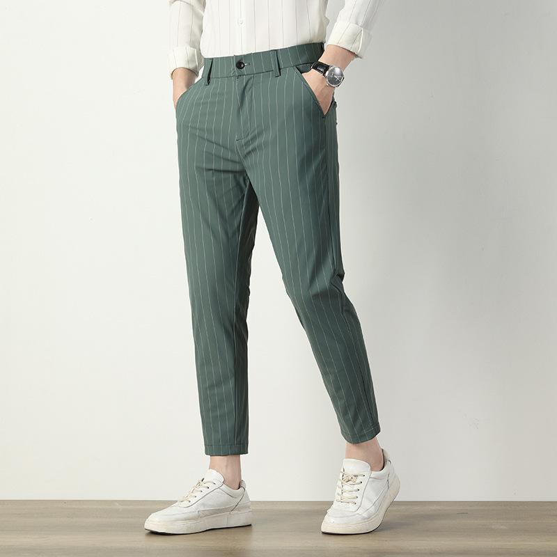 Korean version of the men's striped trousers spring new trend of casual small suit trousers nine Western trousers