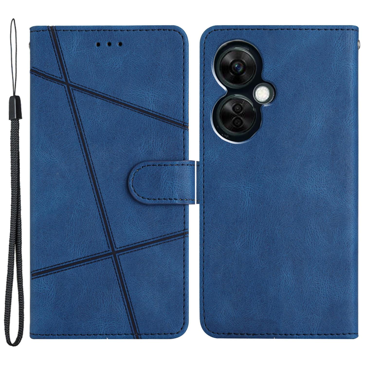 

Чехол-подставка для OnePlus Nord CE 3 Lite 5G/Nord N30 5G Кожаный чехол-кошелек для телефона Текстура Crazy Horse Тисненые линии Ракушка Blue