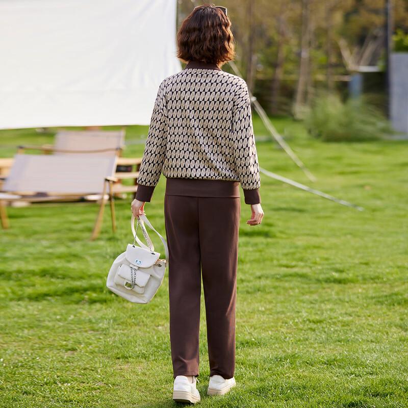 Women's Plus Size Casual Plaid Baseball Jacket & Pants Set