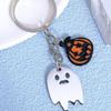 Stainless Steel Ghost Pumpkin Enamel Charm Keychain Halloween Key Ring Bag Car Charm Jewelry Couple Friends Gifts