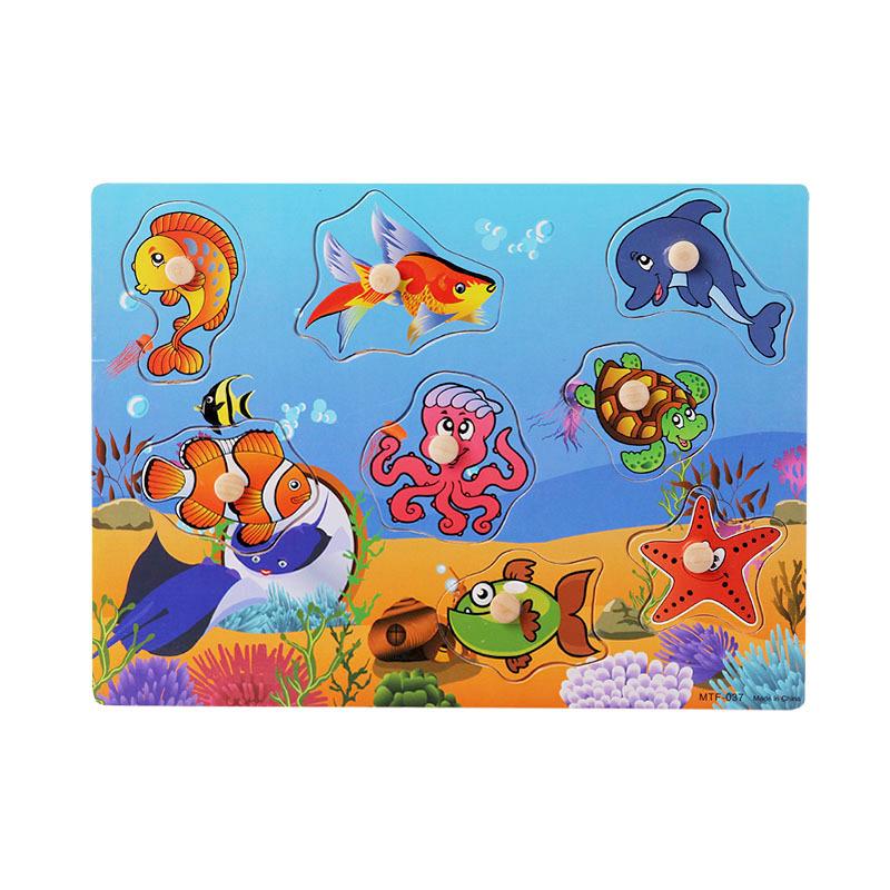 Деревянная доска-головоломка для раннего обучения, деревянная головоломка, детская игрушка в подарок Sea -037