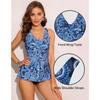 CHARMLEAKS Womens Tankini Top Twist V Neck Bathing Suit Top Flowy Padded Swimsuit Top Swim Tank Top Only