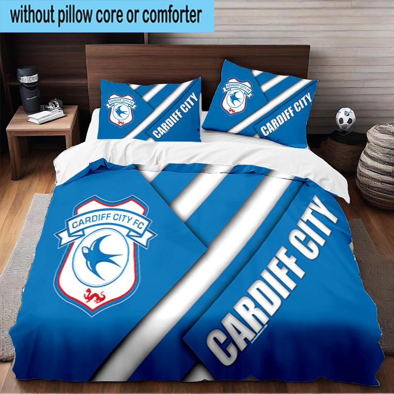 Cardiff Fc Crest 3PCS Print Bedding Set, Includes A Duvet Cover and Two Pillowcases for Bedroom, Dormitory, Suitable for All Seasons
