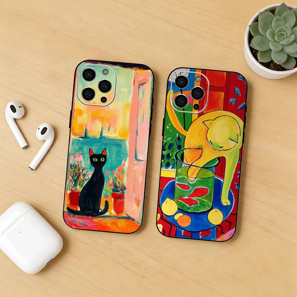 Henri Matisse Art Painting Phone Case For iPhone17,16,15,14,13,12 Plus,Max Soft Silicone Black Cover