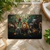 Jungle Animal Theme Design Floor Mat Flannel Rug Non Slip Absorbent Soft Washable for Entryway Hallway Bathroom Kitchen Decor