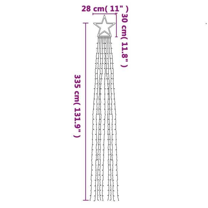 VidaXL Guirlande de Sapin de Noël 320 LED, Guirlande Lumineuse d'Arbre avec 8 Modes, Décoration de Fenêtre de Fête Mariage, 356925