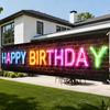 Nuxovilar Happy Birthday Yard Banner - 78.7x17.7 Inch Brick Wall with Colorful String Lights,Happy Birthday Yard Design, Outdoor/Indoor Giant
