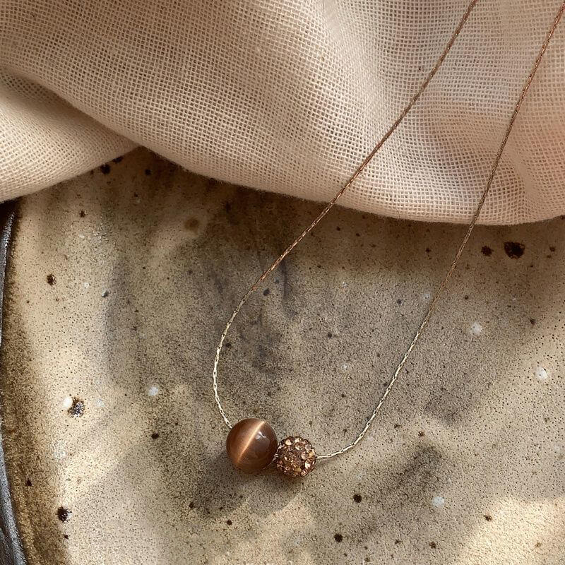 Retro Brown Pearl Double Layer Necklace for Women Girls Light Luxury Design Stacking Pendant Necklaces Party Jewelry Accessories