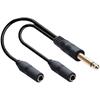 6.35mm Male Plug Stereo To 2 6.35mm Female Plug Connectors Speaker Cable Y Splitters Adapters Cable Headsets Adapters