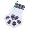 Xmas Stocking Large Capacity   Plaid Pet Foot Hanging Stocking Decoration for Present Bag
