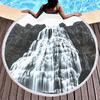 Natural Scenery Waterfall Print Round Beach Towel,Microfiber Comfortable Beach Blanket,Absorbent Quick Dry Pool Towel Picnic Mat