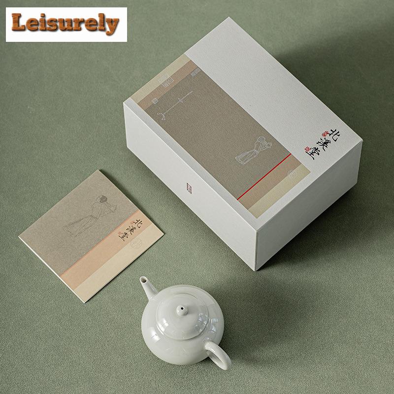 120ml Beixitang Handamde Lang Kiln Green Ceramic Teapot Chinese Small Pan Pot Tea Soaking Kettle Kung Fu Tea Services Craft Gift