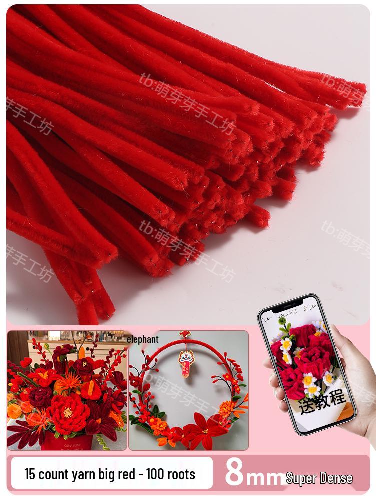 Thickened White Chenille Pipe Cleaners - Mixed Colors for DIY Bouquet Crafts