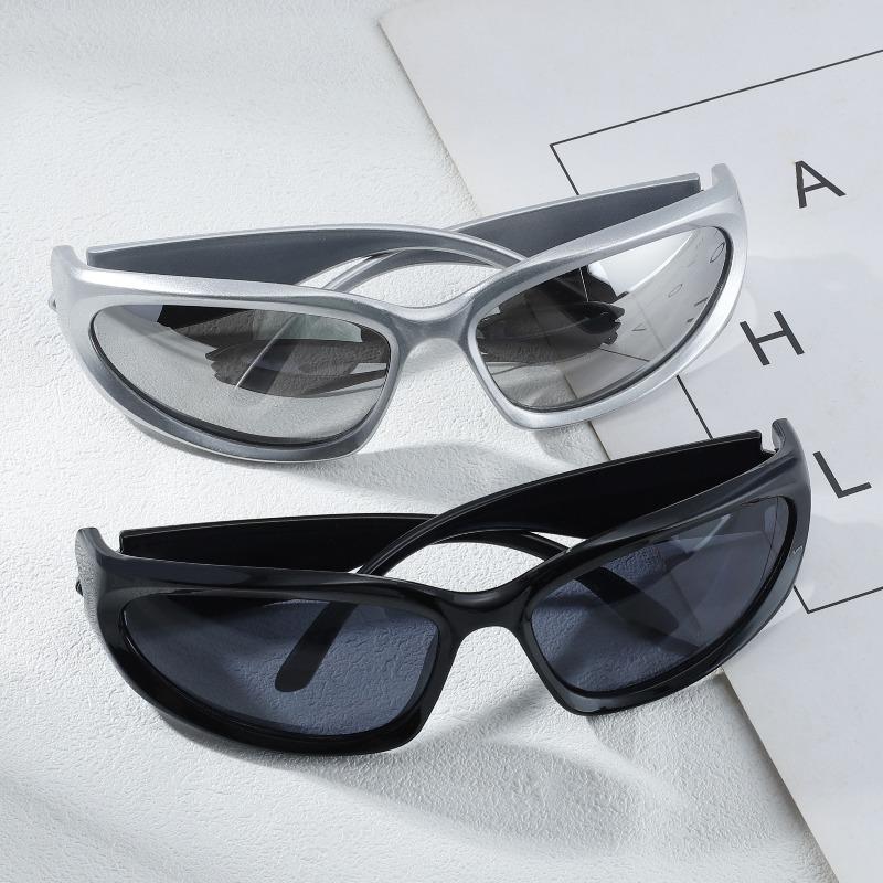 2pcs Cyber futuristic silver Y2K Millennium personality fashion glasses MEN S GLASSES WOMEN S GLASSES