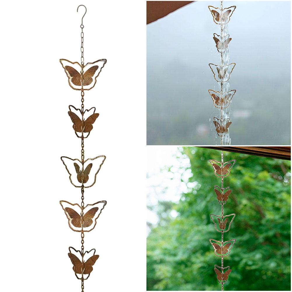 Lotus/Bird Rain Chain Outdoor Decors Hanging Rain Catcher Chain Gardening Gutters Downspouts Rain Chain Garden Decoration