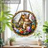 Acrylic Easter Bunny Suncatcher Stained Glass Effect Window Hanging Ornament Easter Lover Gifts