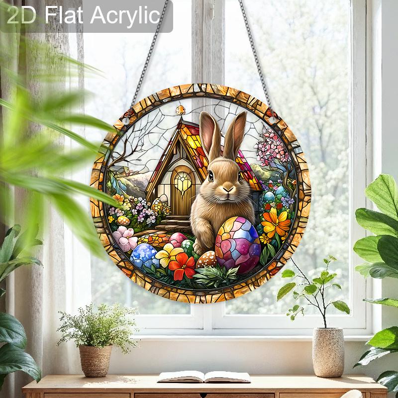 Acrylic Easter Bunny Suncatcher Stained Glass Effect Window Hanging Ornament Easter Lover Gifts