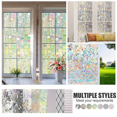 Window Privacy Film Decorative,  Glass Window Tint For Home, 3D Decals Window Clings For Glass , Static Cling Window Sticker