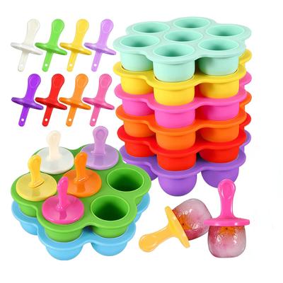 Stampo per ghiaccioli in silicone Stampo per griglia per ghiaccio in silicone Stampo per ghiaccioli a 7 fori Gelato fai da te Scatola per alimenti supplementare Stampo per ghiaccio Frutta per bambini Frullato di latte Strumento per il ghiaccio