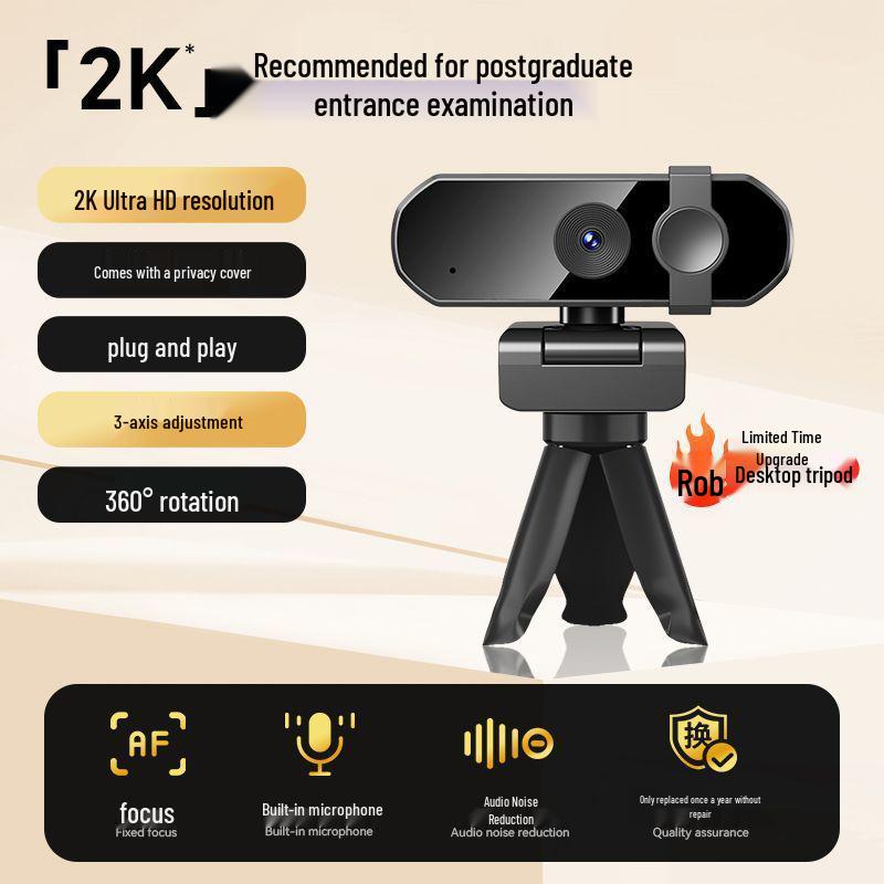 4K Streaming Webcam with Microphone for Online Classes & Meetings
