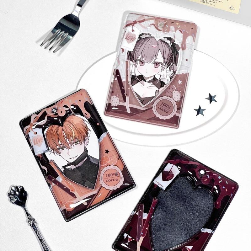Älska Choklad PVC-Korthållare med Kedja 3 Tum Kpop Fotokortsfickor Kreativ Fotoram Skyddsfodral Kawaii Gåvor 2025