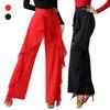 Latin Dance Pants Modern Dance Women High Waist Ruffle Wide Pants Ballroom Tango Samba Trousers Performance Practice Costume