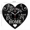 The Kitchen Is The Heart of The Home Inspired Vinyl Record Wall Clock Modern Design Home Kitchen Restaurant Decoration Clock