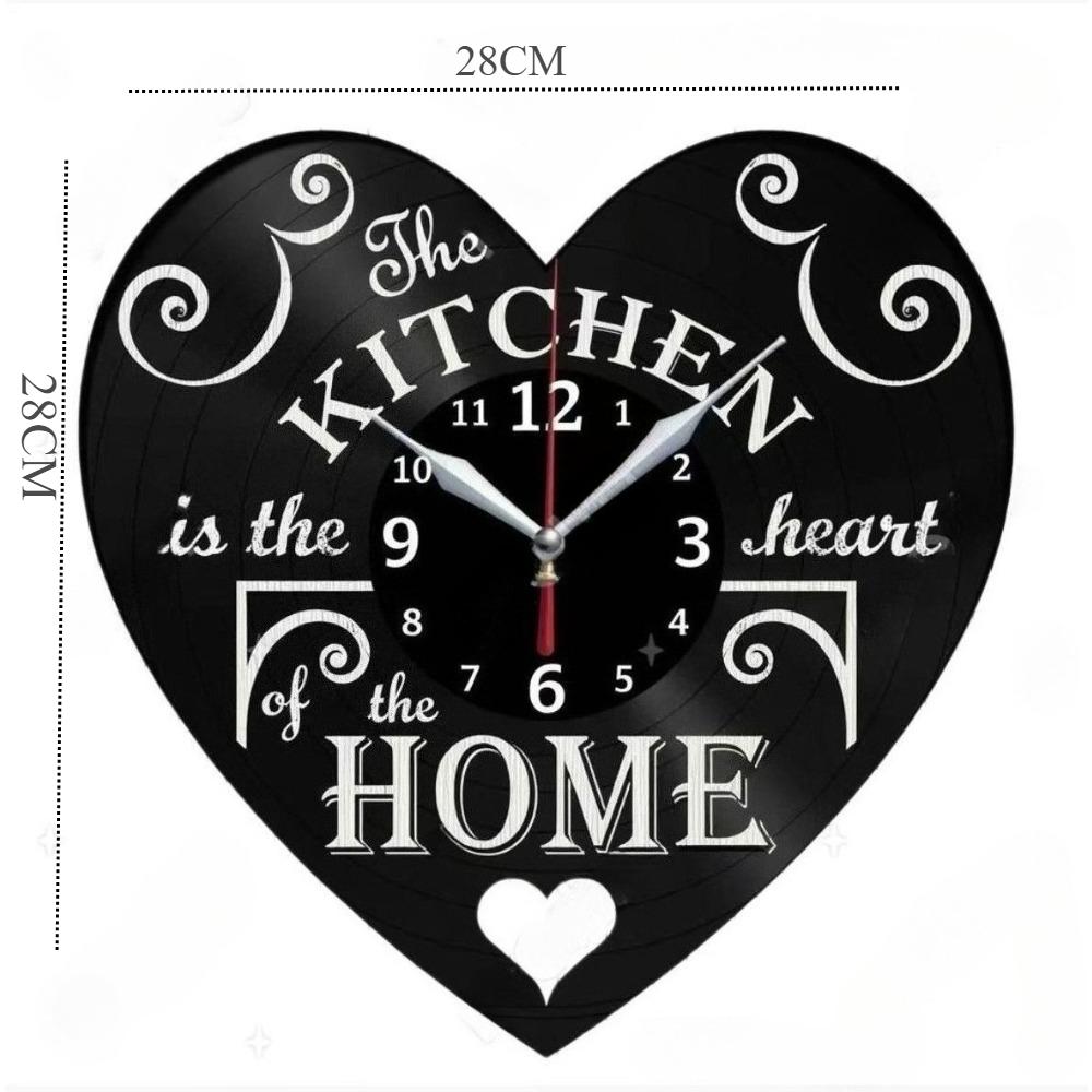 The Kitchen Is The Heart of The Home Inspired Vinyl Record Wall Clock Modern Design Home Kitchen Restaurant Decoration Clock