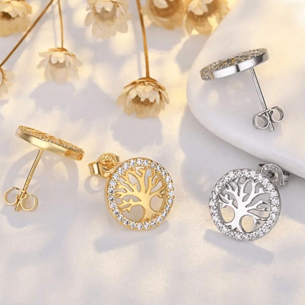 1 Pair of Life Tree Fashionable, Simple and Elegant Fashion Earrings, Lightweight and Luxurious Synthetic Zircon, Suitable for Daily Wear