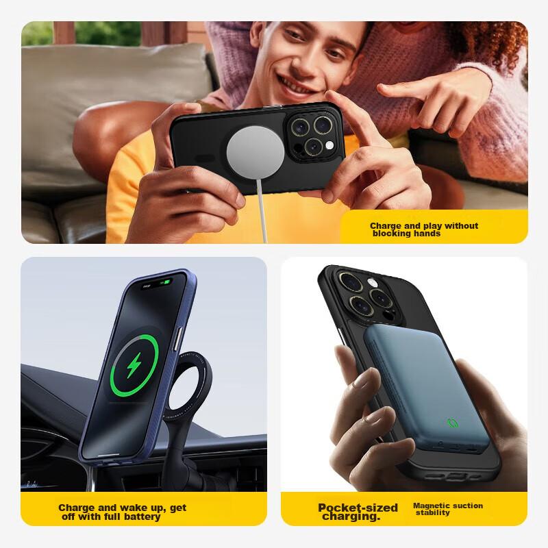 IPhone 14 Pro Max Case, Apple 14 Pro Max Protective Cover, Wireless Charging Compatible, Frosted Anti-Drop Full Protection Case, Midnight Black