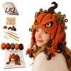 Handmade Gift for Christmas Halloween Animal Hood Crochet Kit, Skull Spider Bat Hat DIY Creative Hobby Teens Spooky Pumpkin Earflap Craft Kit